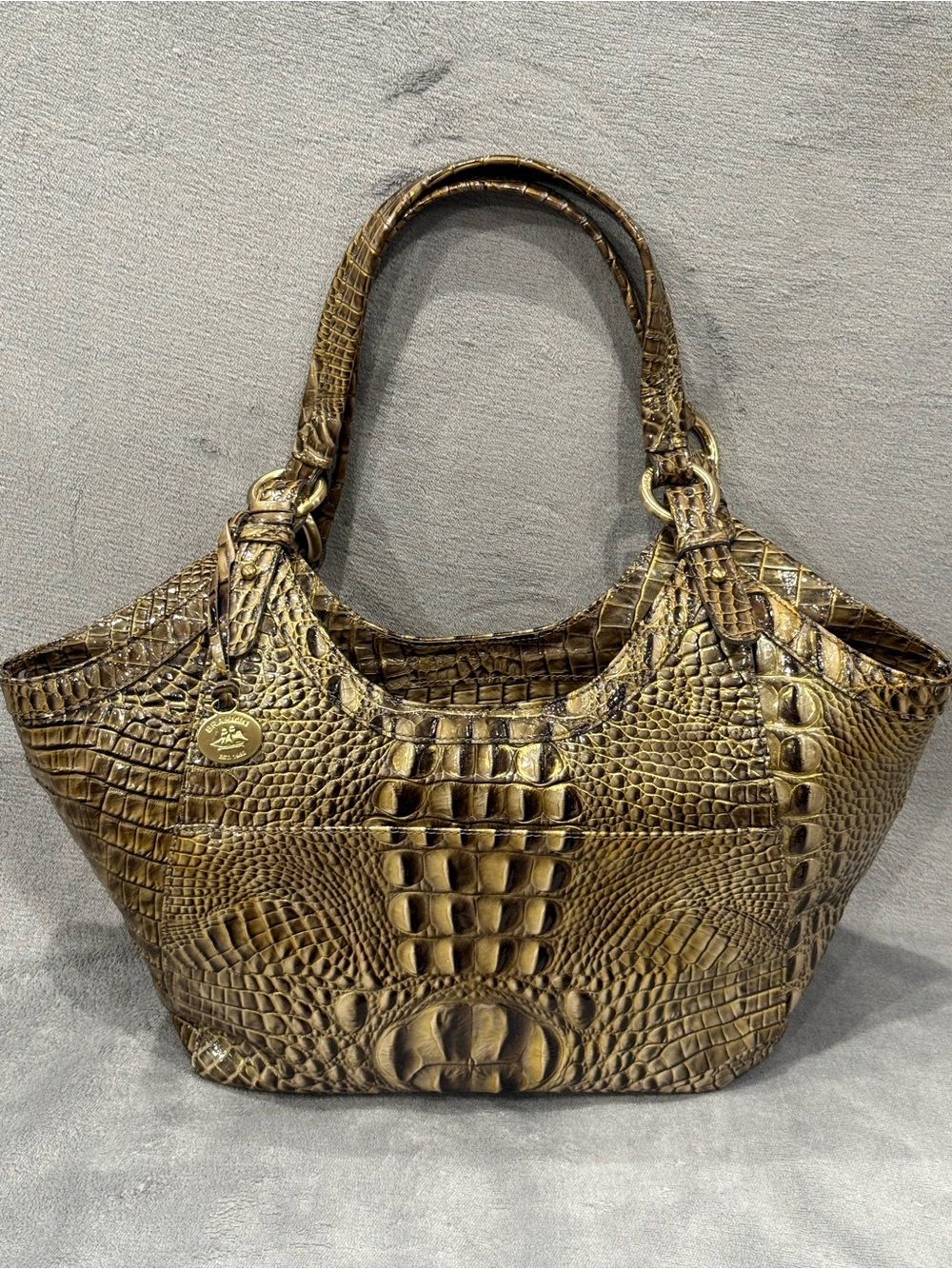 Brahmin Melbourne Croc Embossed Leather Shoulder Tote Hobo Bag